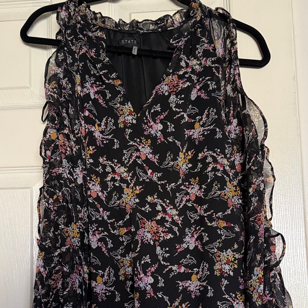 STATE Women's Black Floral Blouse